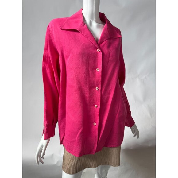 Vintage Accento By Marzotto Pink Button-Up Womens Blouse Made In Italy Long Slee - Picture 2 of 16